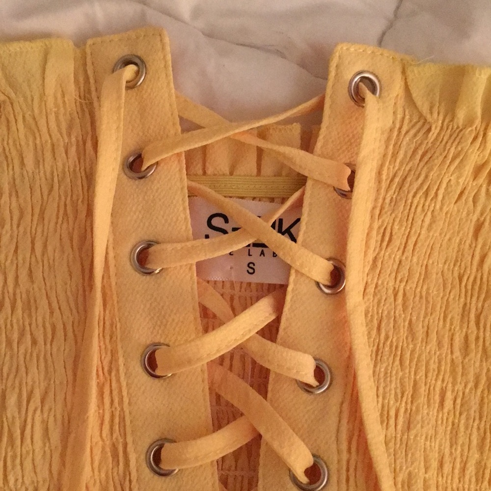 Lf seek the label lace up yellow off shoulder top - Picture 3 of 4